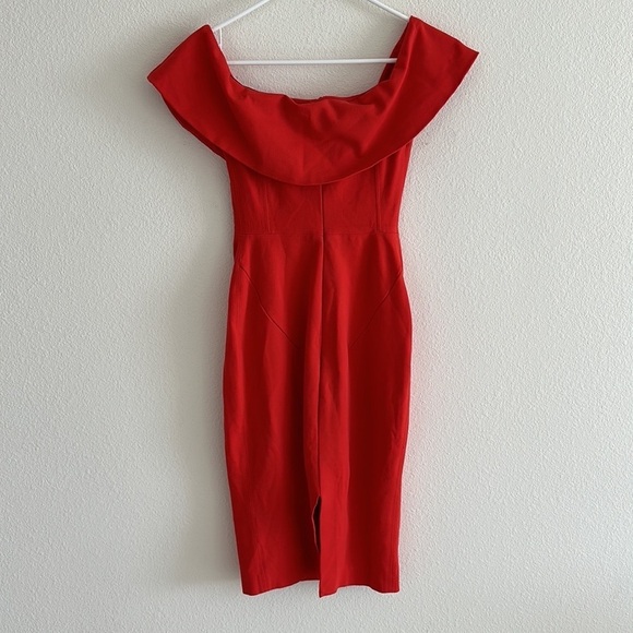 Babaton Off Shoulder Fitted Red Dress - Picture 6 of 10
